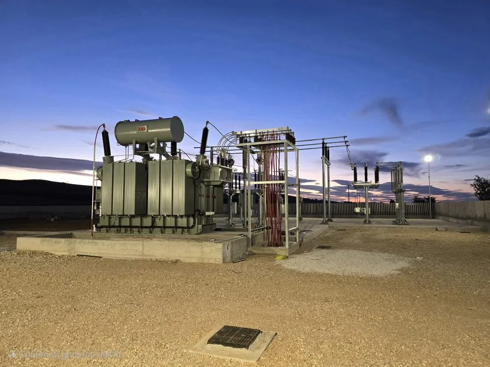 Sottostazione elettrica 150/20 kV tra Banzi e Montemilone, vista d'insieme