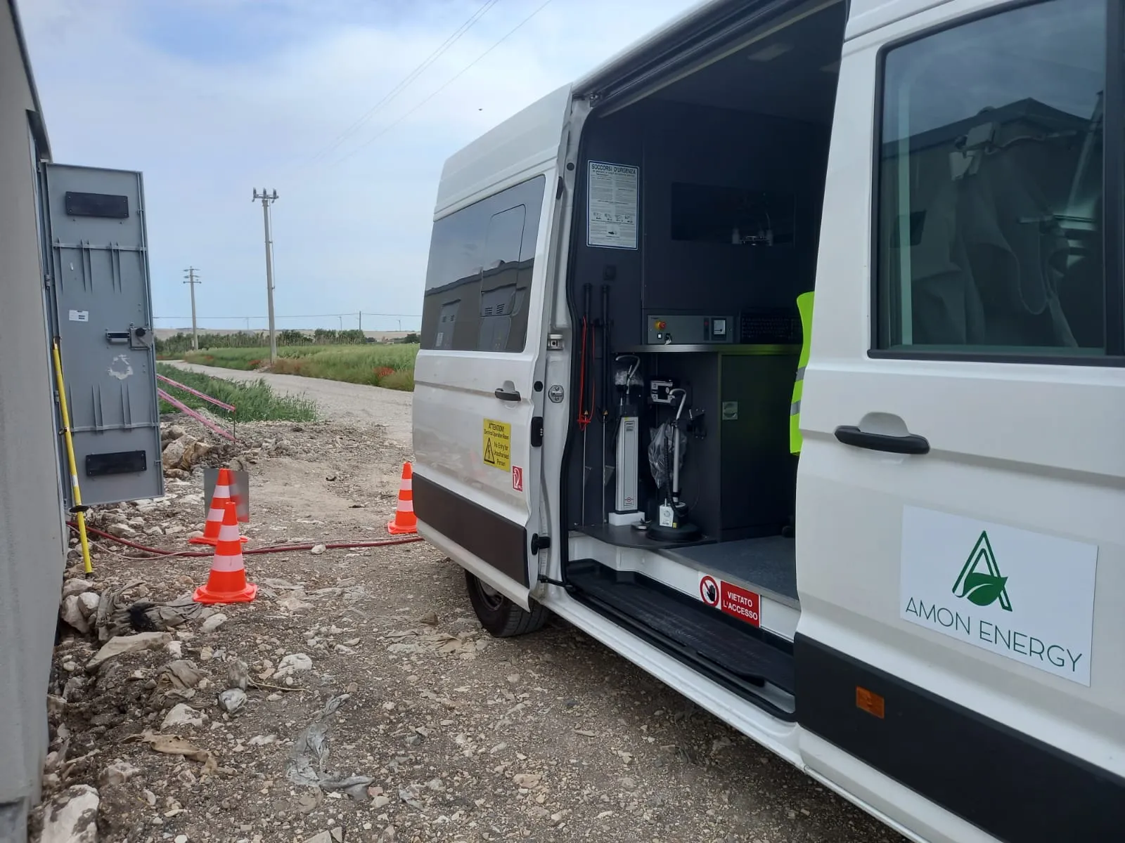 Amon Energy's mobile lab with test instrumentation on board, in the field during a call-out